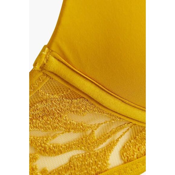 NWT Maison Lejaby Sin Embroidered Underwired Pushup Bra in Yellow Size 32C - Picture 5 of 11